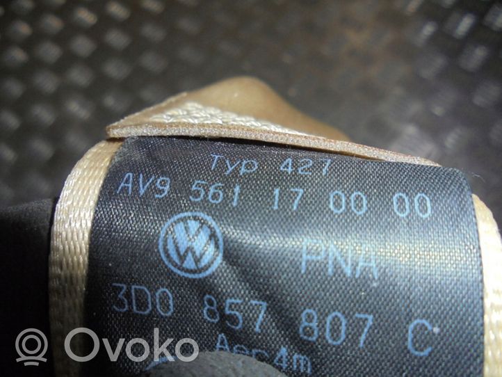 Volkswagen Phaeton Ceinture de sécurité arrière centrale (siège) 3D0857807C