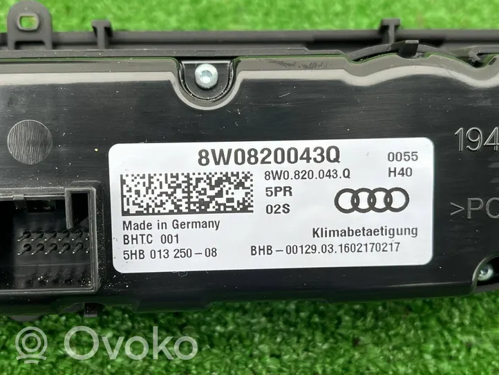 Audi A4 S4 B9 Ilmastoinnin ohjainlaite 8W0820043Q