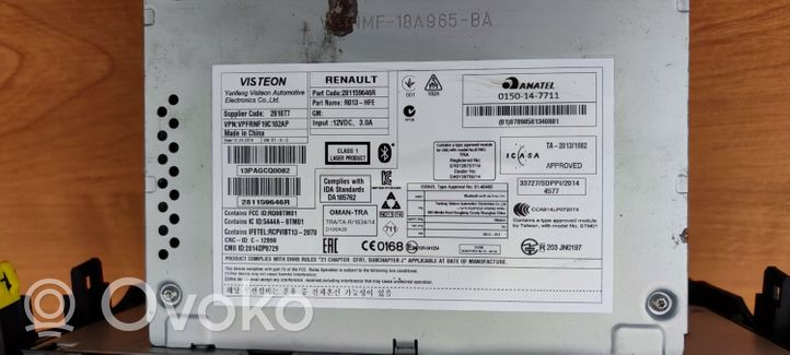 Renault Kadjar Radio/CD/DVD/GPS-pääyksikkö 281159646R
