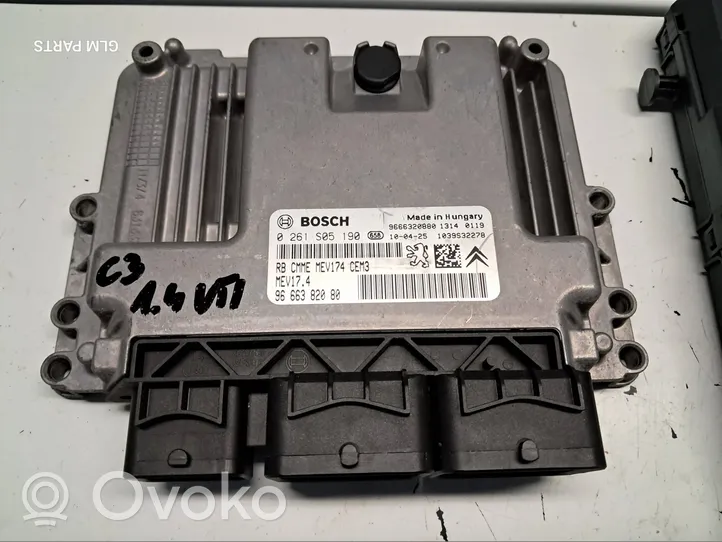 Citroen C3 Kit calculateur ECU et verrouillage 9666382080