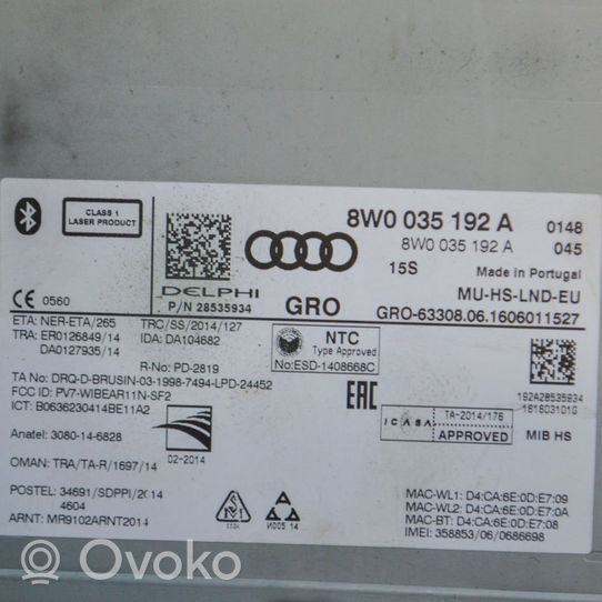 Audi A4 S4 B9 Radio/CD/DVD/GPS-pääyksikkö 8W0035192A