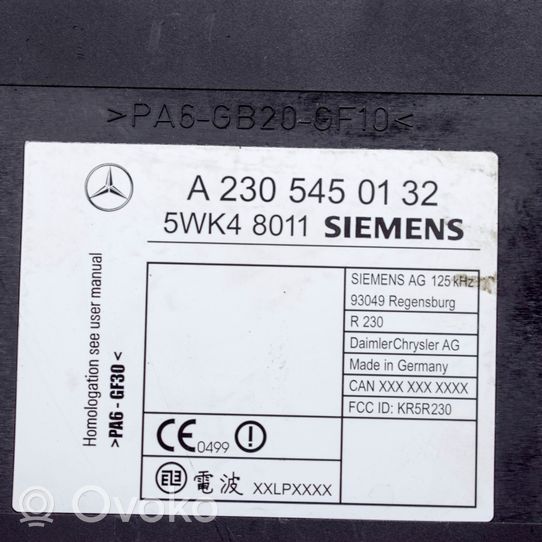 Mercedes-Benz SL R230 Beraktės sistemos KESSY (keyless) valdymo blokas/ modulis A2305450132