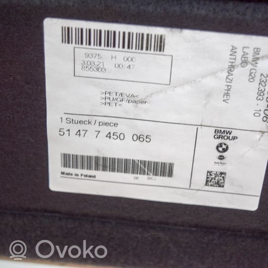 BMW 3 G20 G21 Tavaratilan kaukalon tekstiilikansi 7450065