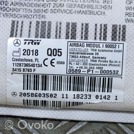 Mercedes-Benz C AMG W205 Poduszka powietrzna Airbag fotela A2058603502