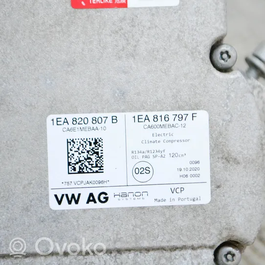 Volkswagen ID.3 Compressore aria condizionata (A/C) (pompa) 1EA820807B