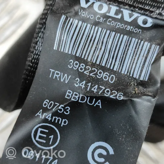 Volvo S60 Saugos diržas vidurinis (gale) 39822960