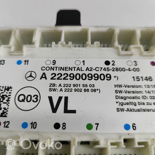 Mercedes-Benz S W222 Oven ohjainlaite/moduuli A2229009909