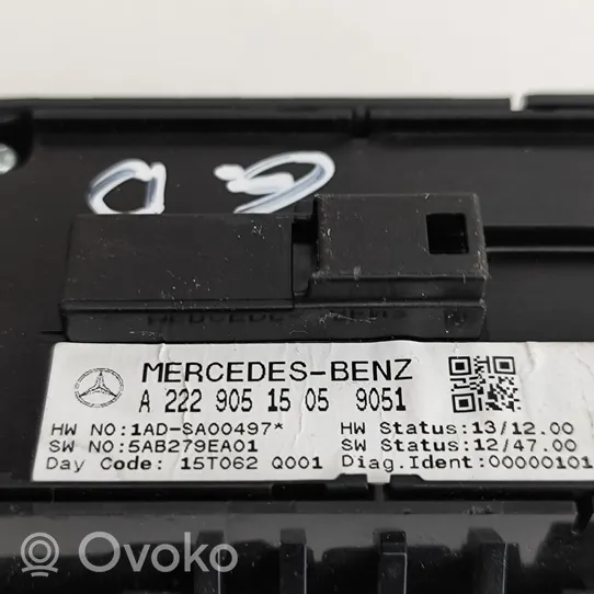 Mercedes-Benz S W222 Interruttore di controllo dell’alzacristalli elettrico A2229051505