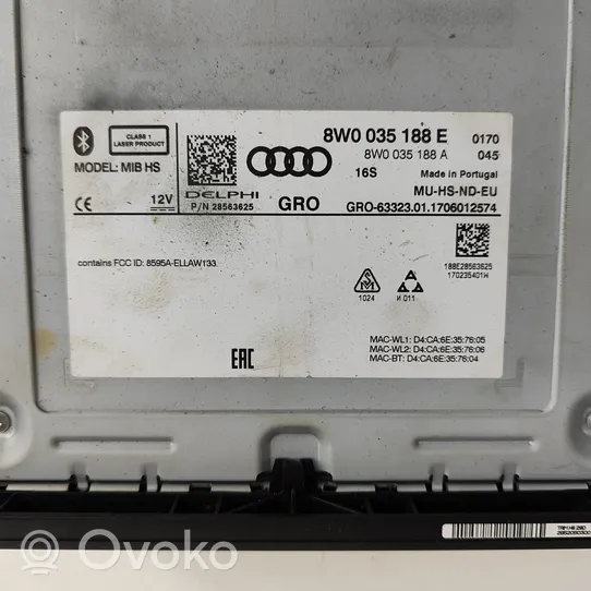 Audi A4 S4 B9 Radio/CD/DVD/GPS-pääyksikkö 8W0035188E