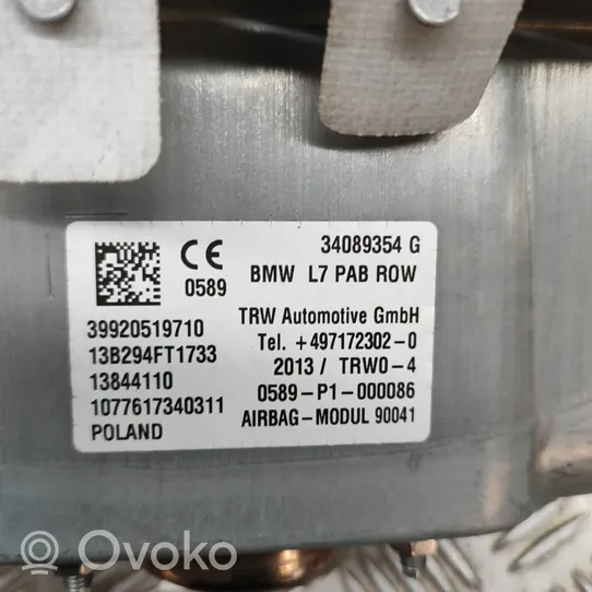 BMW 3 GT F34 Poduszka powietrzna Airbag pasażera 9205197