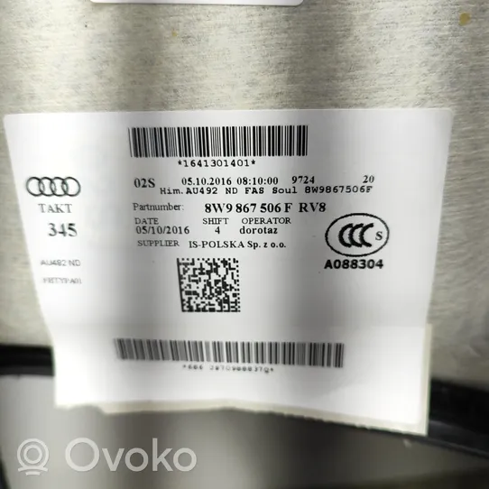 Audi A4 S4 B9 Kattoverhoilu 8W9867506F