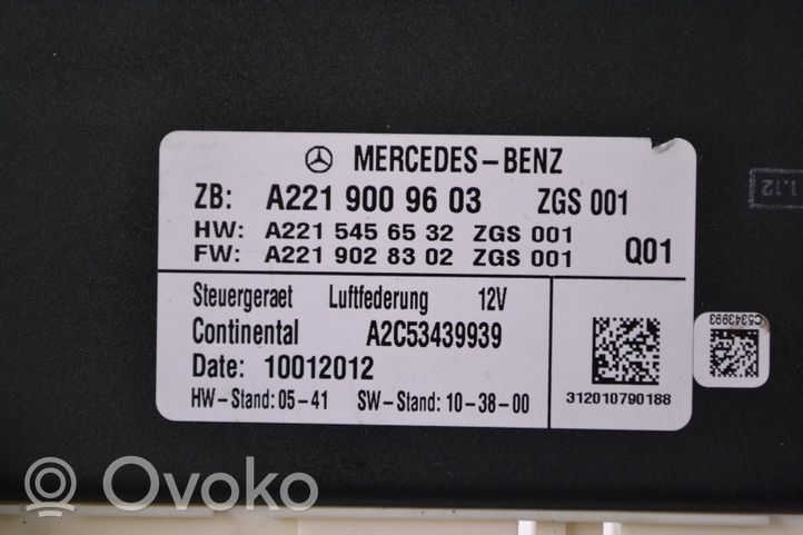 Mercedes-Benz S W221 Sterownik / Moduł tylnego zawieszenia pneumatycznego A2219028302