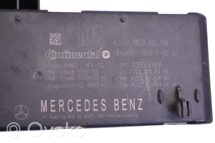 Mercedes-Benz S W222 Sterownik / Moduł elektrycznej klapy tylnej / bagażnika A2229006008