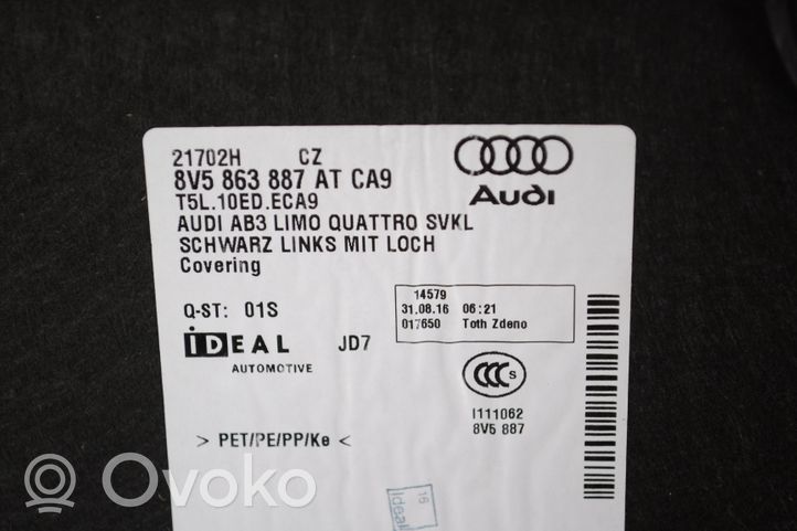 Audi A3 S3 8V Tavaratilan/takakontin alempi sivuverhoilu 8V5863887AT