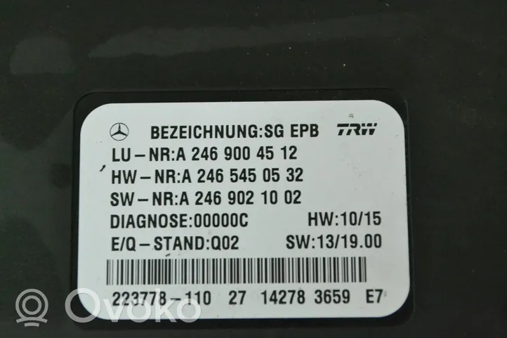 Mercedes-Benz A W176 Unité de contrôle, module EMF frein arrière A2469004512