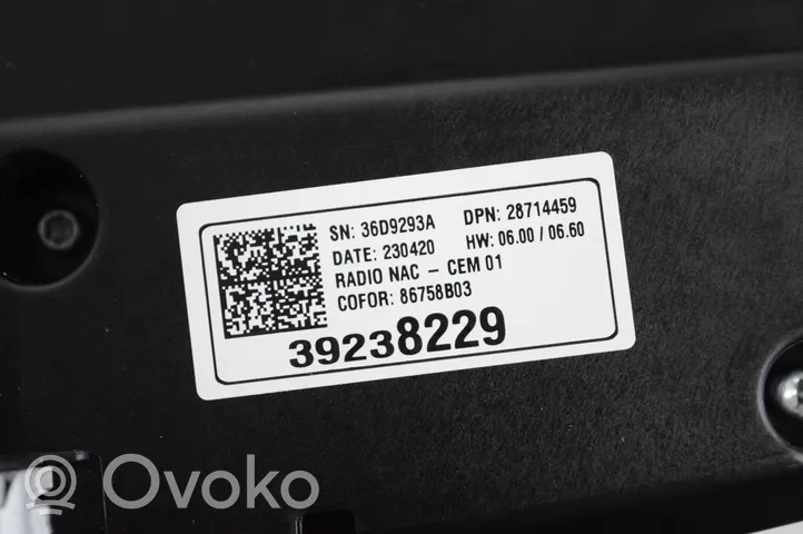 Opel Crossland X Radio/CD/DVD/GPS-pääyksikkö 39238229