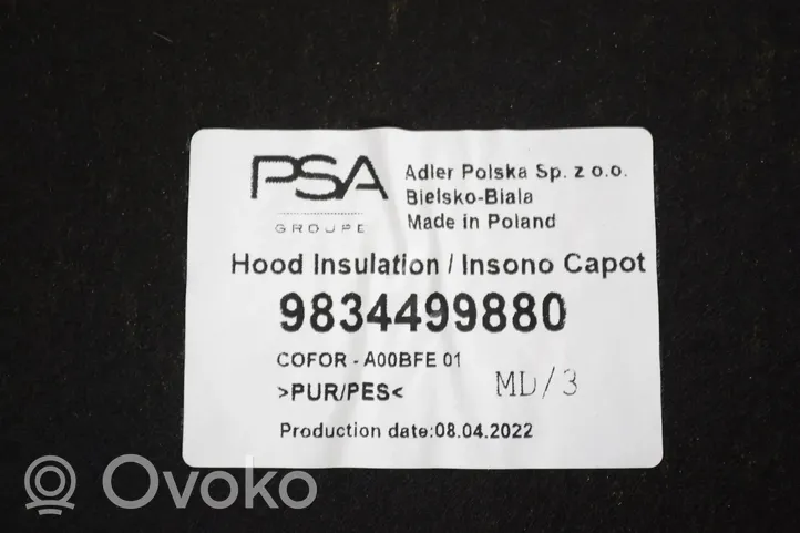 Opel Mokka X Isolation acoustique et thermique pour capot 9834499880