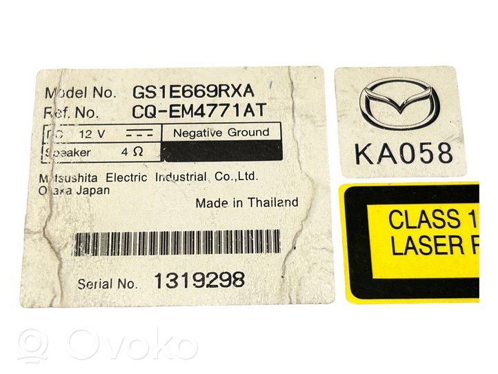 Mazda 6 Radio/CD/DVD/GPS-pääyksikkö GS1E669RXA