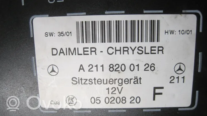 Mercedes-Benz E W211 Moduł / Sterownik fotela A2118200126