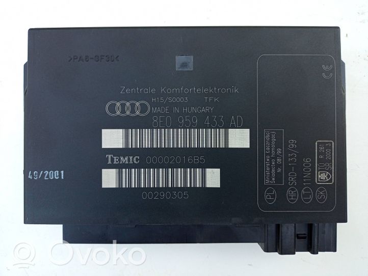 Audi A4 S4 B6 8E 8H Komfortsteuergerät Bordnetzsteuergerät 8E0959433AD