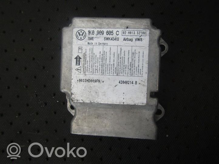 Volkswagen Jetta V Turvatyynyn ohjainlaite/moduuli 1k0909605c