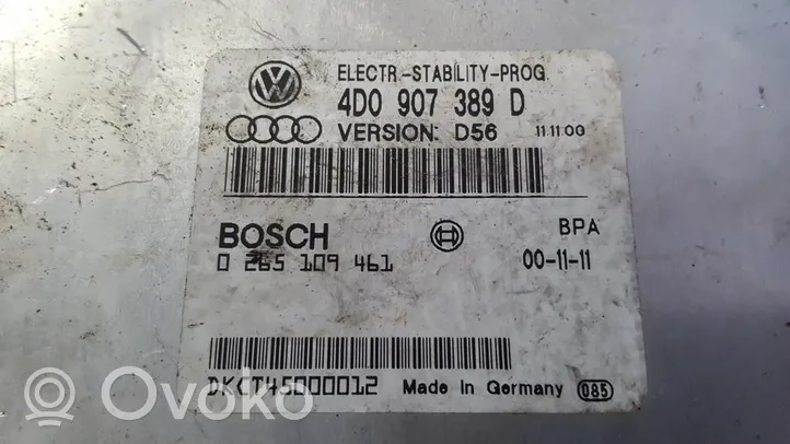 Audi A8 S8 D2 4D Centralina ESP (controllo elettronico della stabilità) 4d0907389d