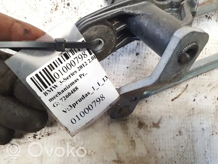 BMW 3 F30 F35 F31 Mechanizm i silniczek wycieraczek szyby przedniej / czołowej 7260488