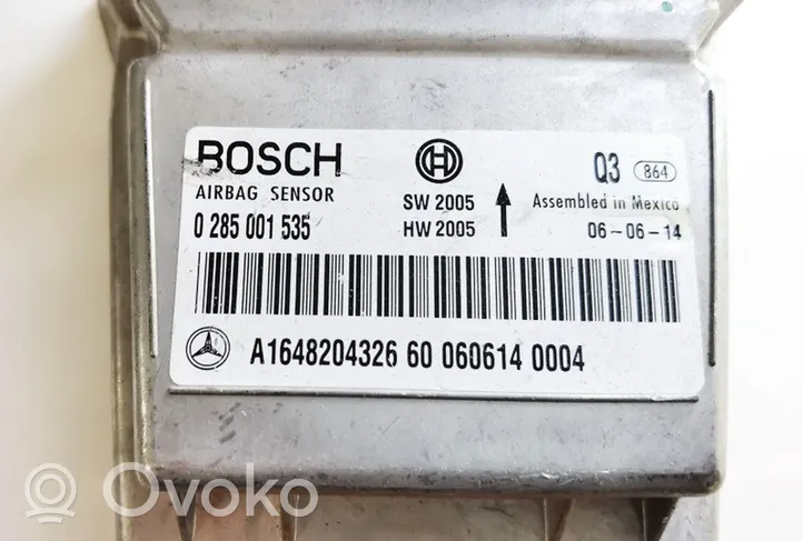 Mercedes-Benz ML W164 Oro pagalvių valdymo blokas 0285001535