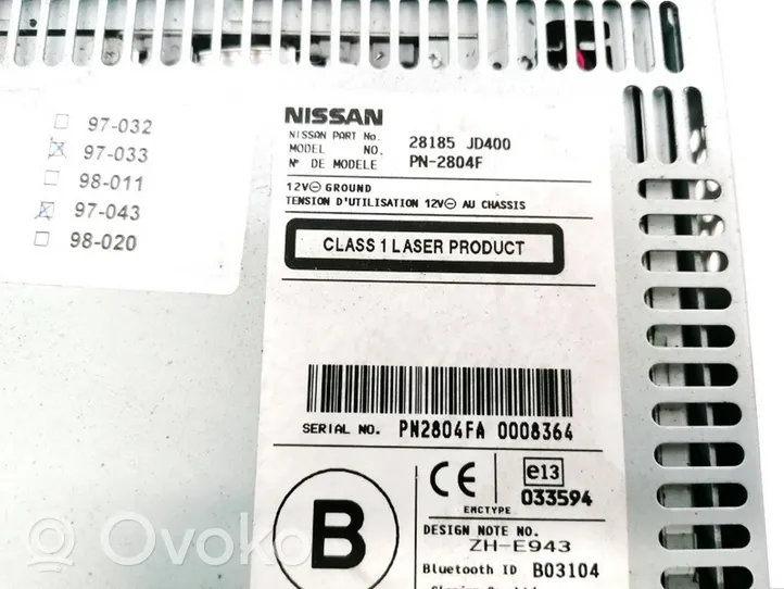 Nissan Qashqai Radio/CD/DVD/GPS-pääyksikkö 28185JD400