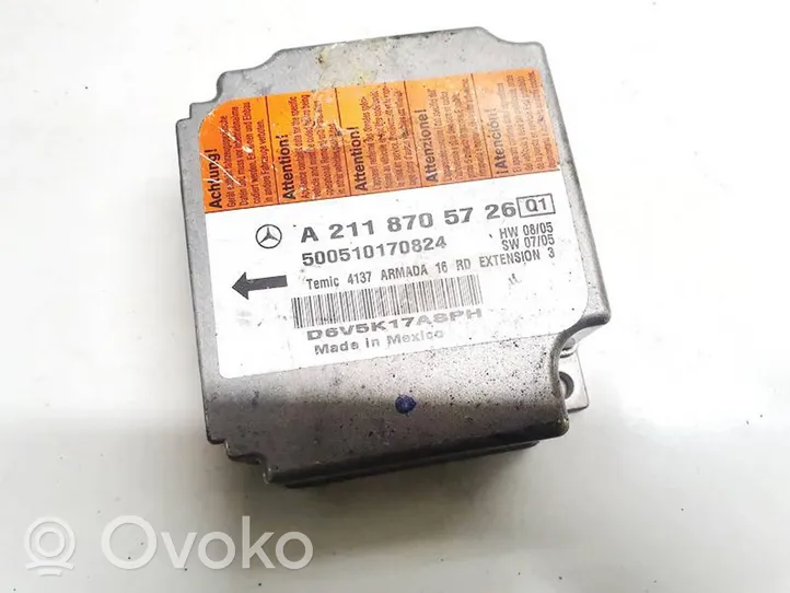 Mercedes-Benz E W211 Module de contrôle airbag a2118705726