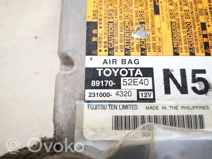 Toyota Urban Cruiser (XP110) Centralina/modulo airbag 8917052e40