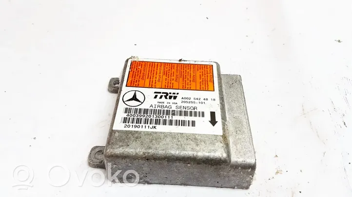 Mercedes-Benz ML W163 Oro pagalvių valdymo blokas A0025424818