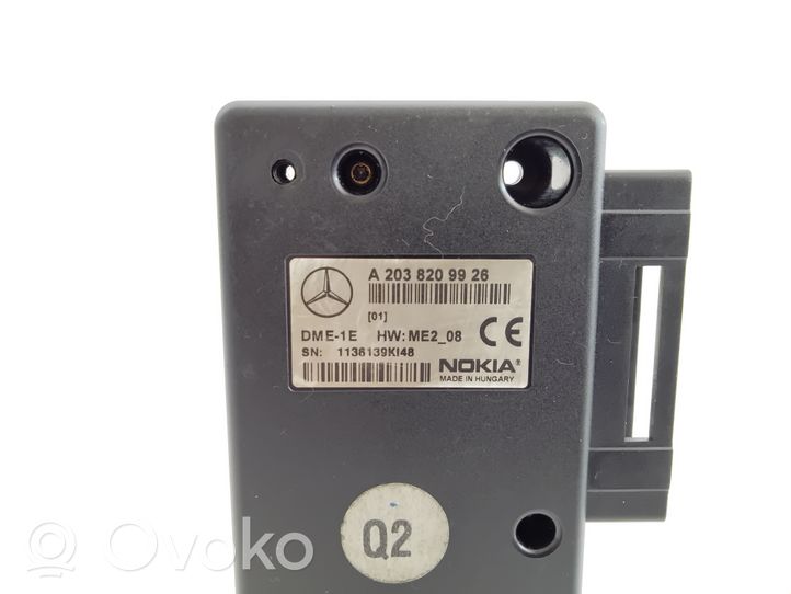 Mercedes-Benz C W203 Puhelimen käyttöyksikkö/-moduuli A2038209926