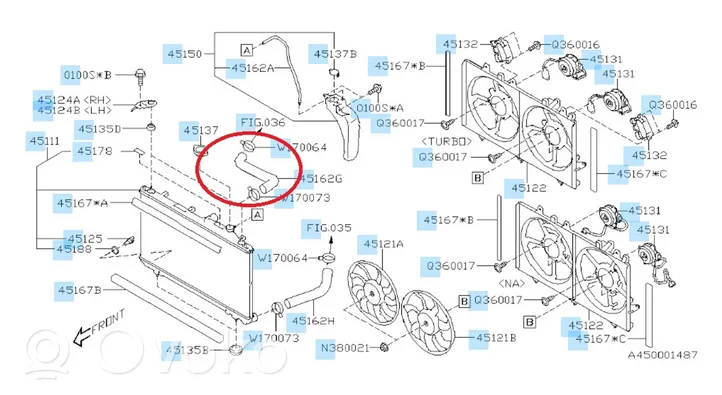 Subaru Outback (BT) Tuyau de liquide de refroidissement moteur 45161AN00A