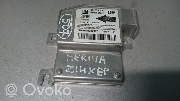 Opel Meriva A Oro pagalvių valdymo blokas 13259917