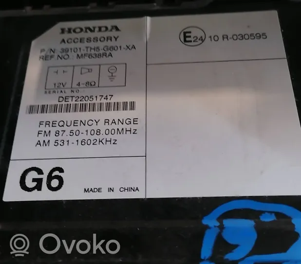 Honda Jazz Unité principale radio / CD / DVD / GPS 39101-THE-G601-XA