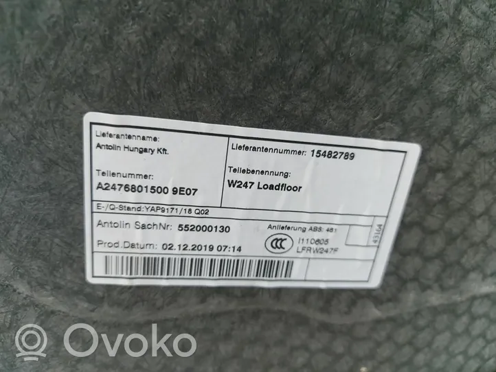 Mercedes-Benz B W247 Tavaratilan pohjan tekstiilimatto 2476801500