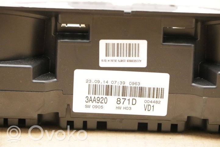 Volkswagen Passat Alltrack Speedometer (instrument cluster) 3AA920871D