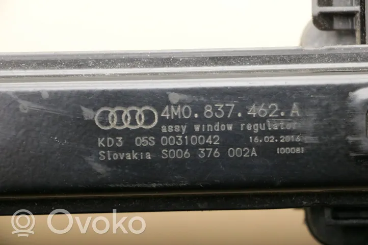 Audi Q7 4M Mécanisme de lève-vitre avec moteur 4M0837462A