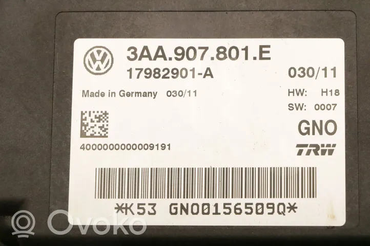 Volkswagen PASSAT B7 Modulo di controllo del freno a mano 3AA907801E