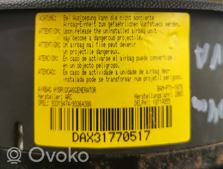 Opel Meriva A Steering wheel airbag 18114955