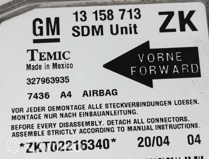 Opel Meriva A Module de contrôle airbag 13158713