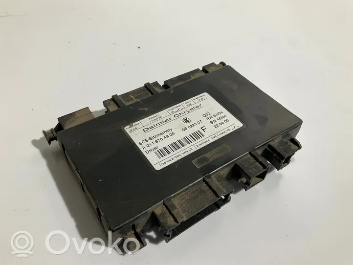 Mercedes-Benz R W251 Modulo di controllo sedile A2118704926