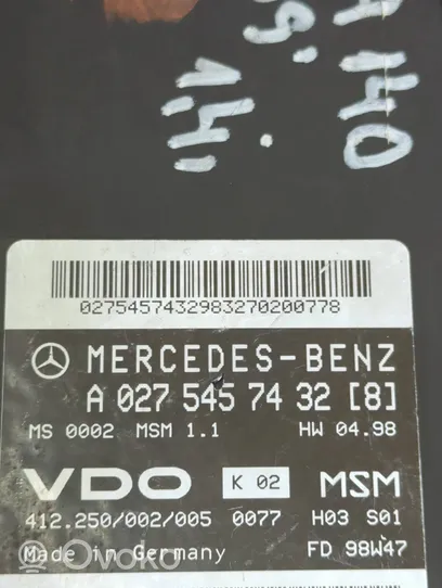 Mercedes-Benz A W168 Unidad de control/módulo del motor A1661402400