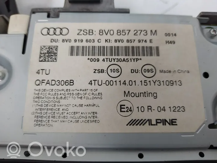 Audi A3 S3 A3 Sportback 8P Monitor / wyświetlacz / ekran 8V0857273M