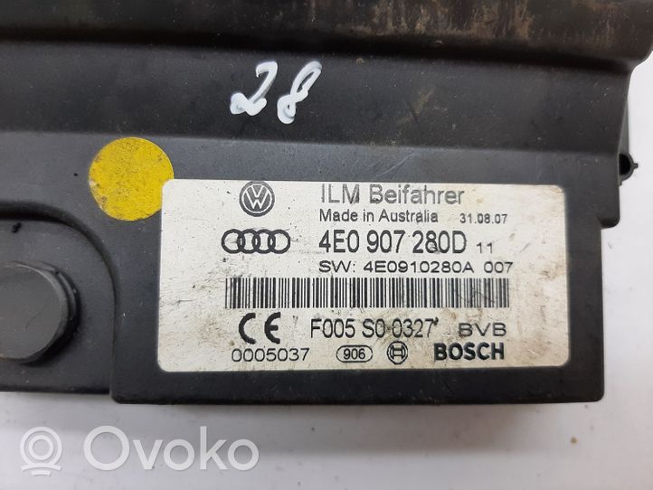 Audi A8 S8 D3 4E Jarrujärjestelmän ohjainlaite/moduuli 4E0907280D