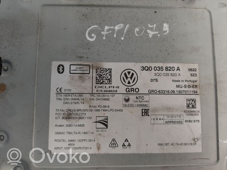 Volkswagen PASSAT B8 Zmieniarka płyt CD/DVD 3Q0035820A