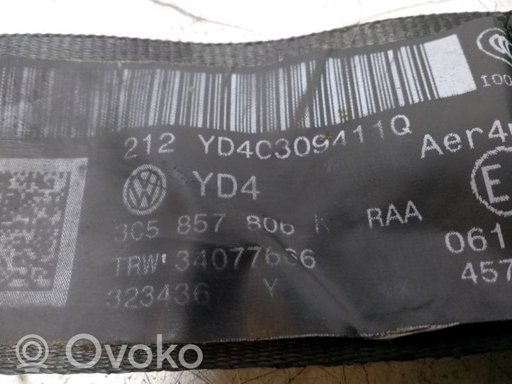 Volkswagen PASSAT B7 Задний ремень безопасности 3C5857806K