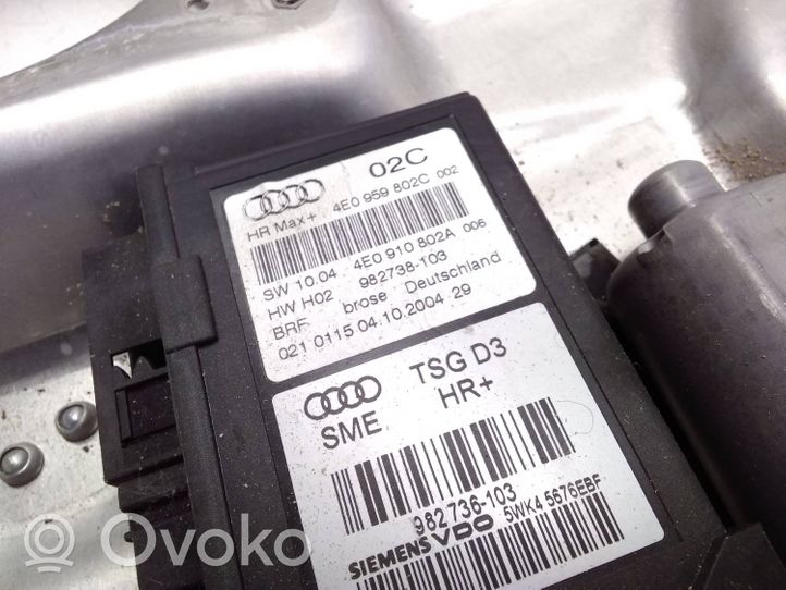 Audi A8 S8 D3 4E Alzacristalli della portiera posteriore con motorino 4E0959802C