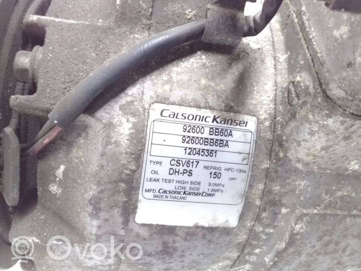 Nissan Qashqai Compressore aria condizionata (A/C) (pompa) 92600BB60A